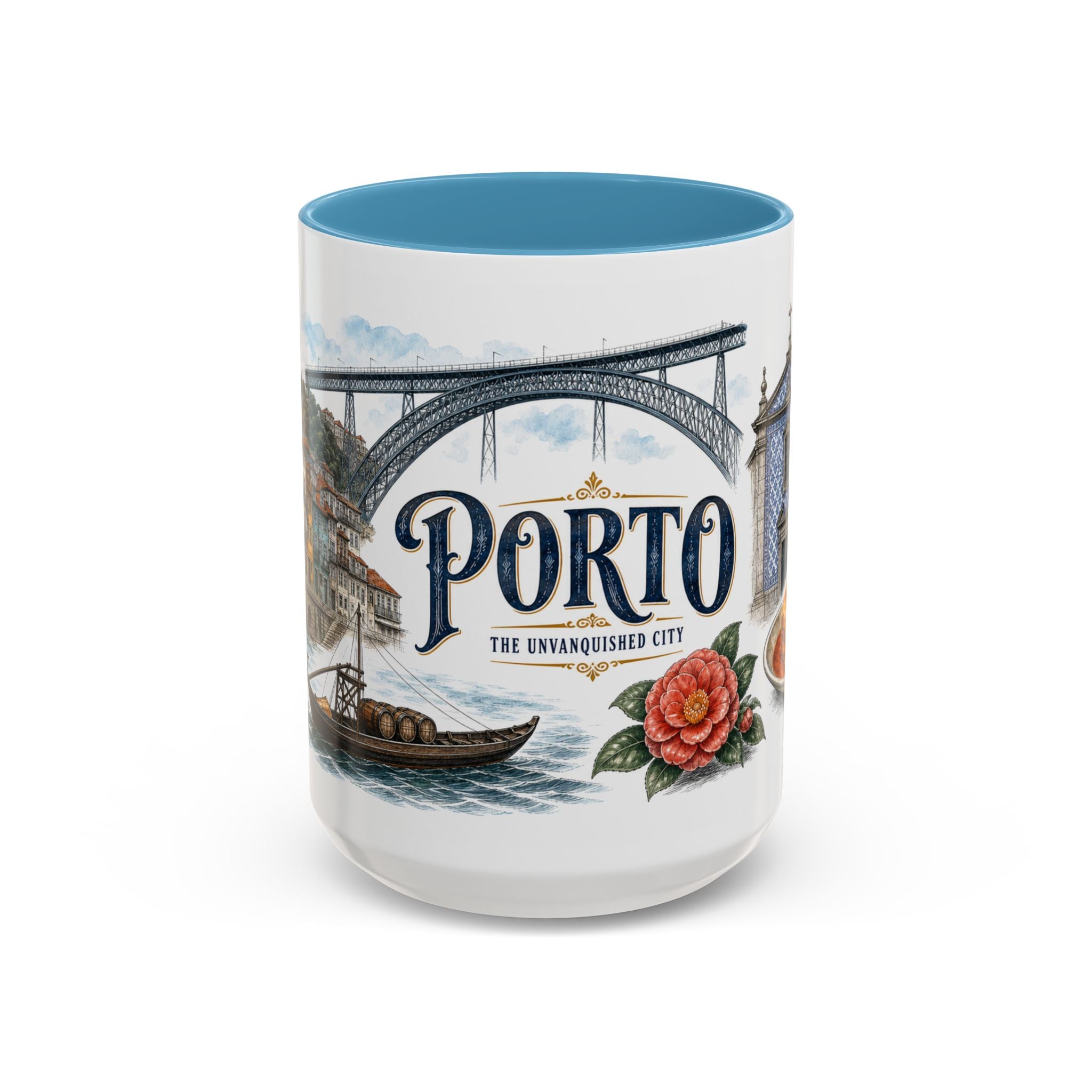 Porto Coffee Mug | Portugal Travel Souvenir | Vintage Illustrated City Gift | 11 oz 15 oz Accent Mug