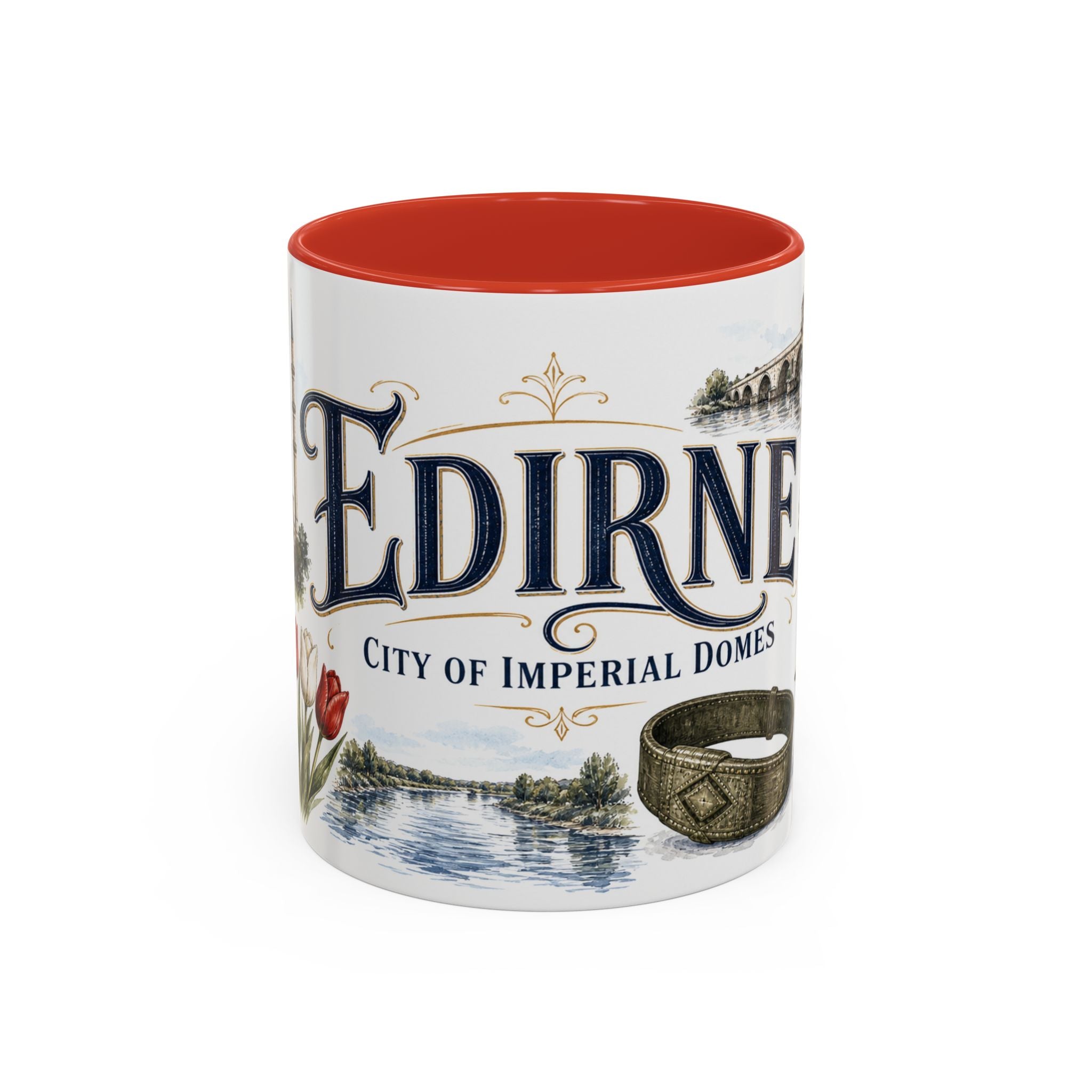 Edirne Coffee Mug | Turkey Travel Souvenir | Vintage Illustrated City Gift | 11 oz 15 oz Accent Mug