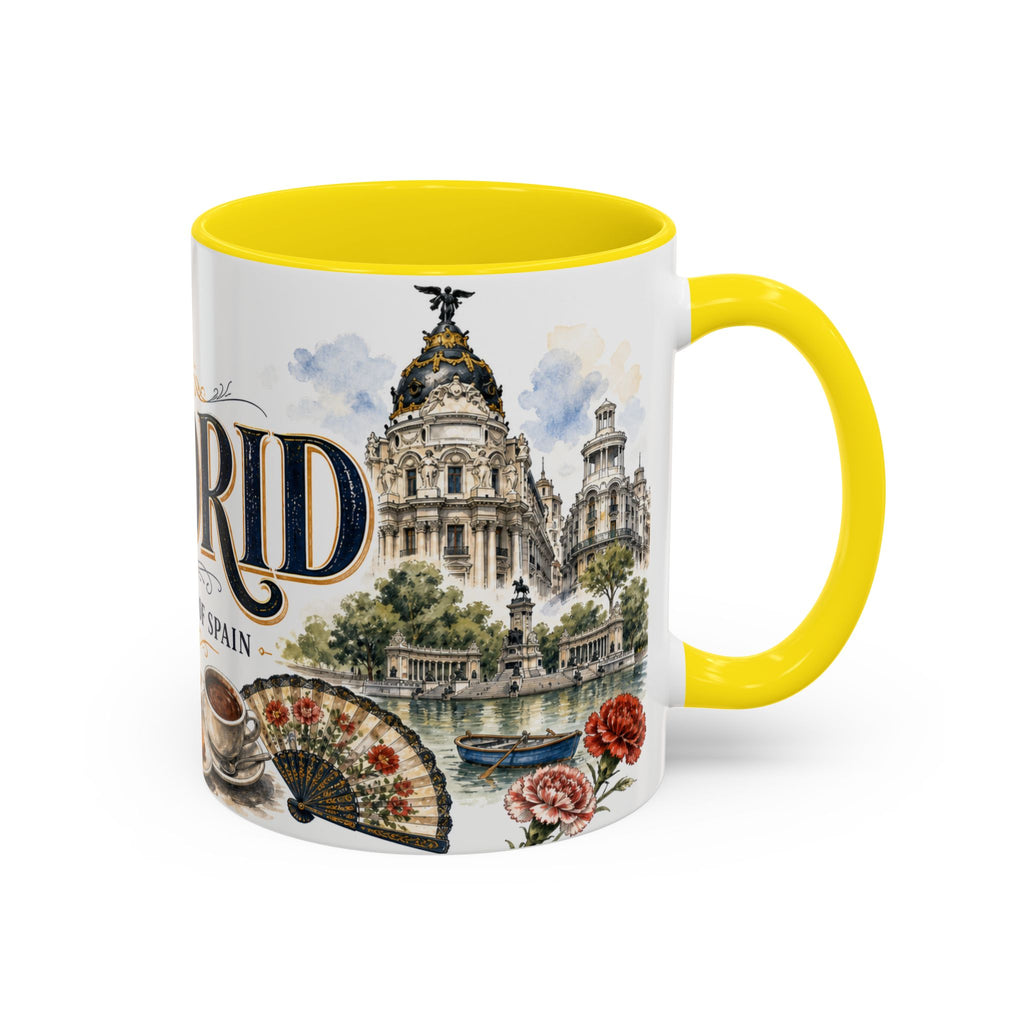 Madrid Coffee Mug | Spain Travel Souvenir | Vintage Illustrated City Gift | 11 oz 15 oz Accent Mug