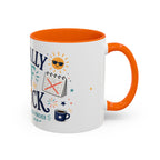 Officially Off The Clock Coffee Mug | Funny Retirement Gift | Accent Color Ceramic 11oz 15oz