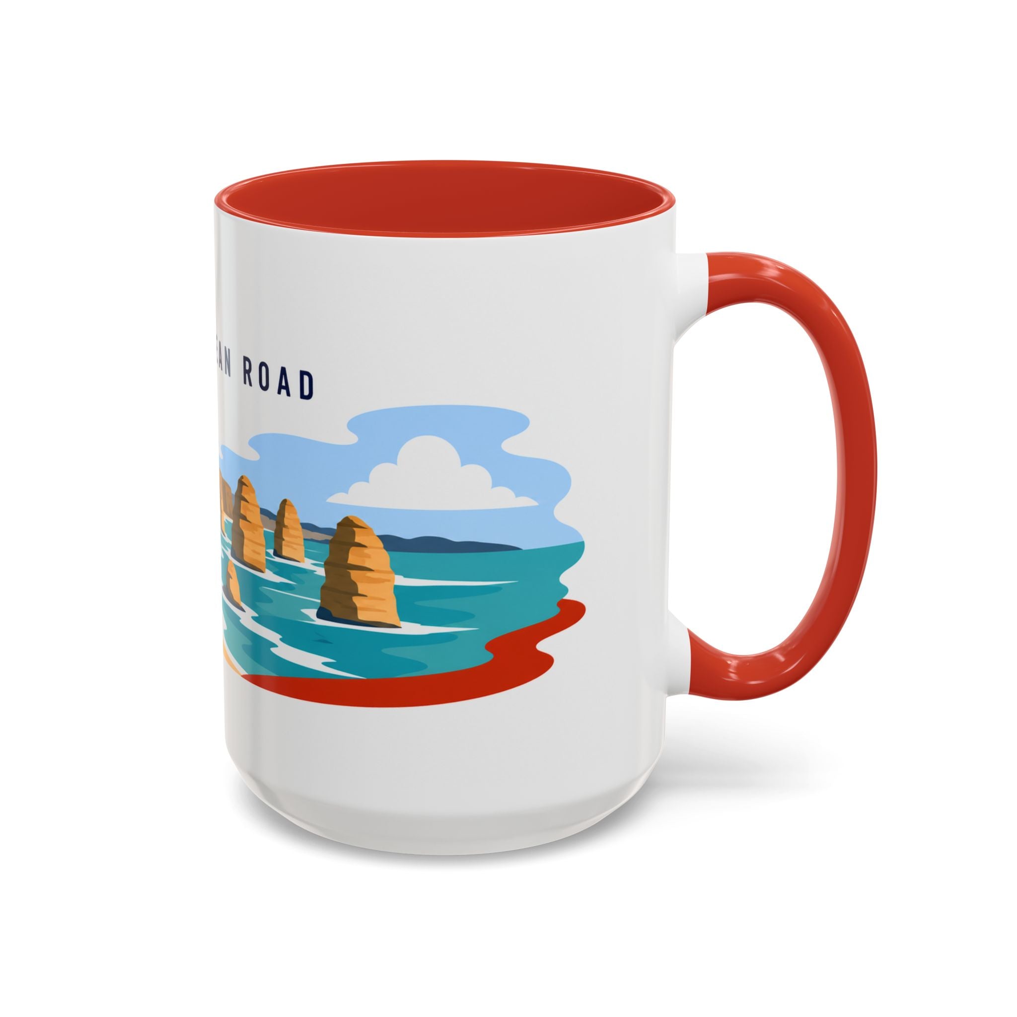 Great Ocean Road Coffee Mug | Travel Destination Souvenir Gift | Accent Color Ceramic 11oz 15oz