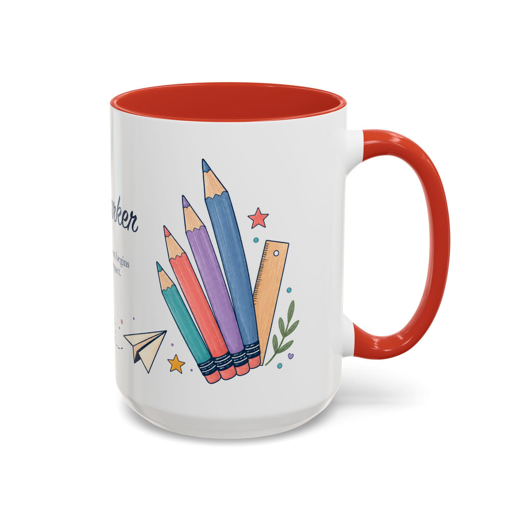 Personalized First Year Teacher Mug | Custom Name Pencil Coffee Cup