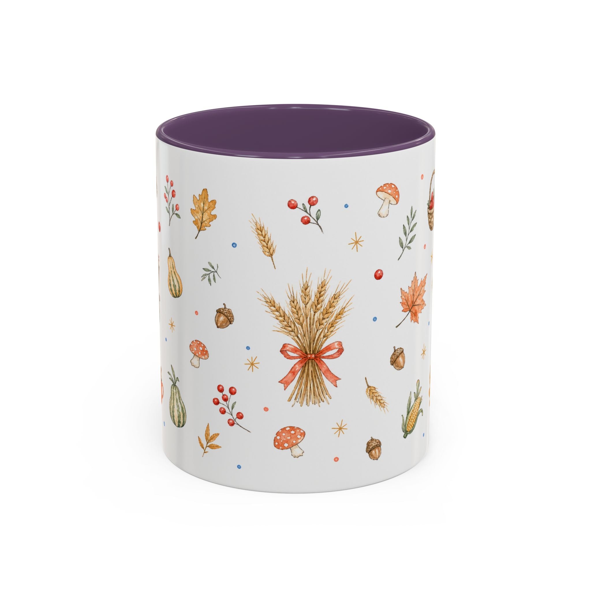 Thanksgiving Mug | Country Harvest Watercolor Gift | Pumpkin Scarecrow Accent Cup 11oz 15oz