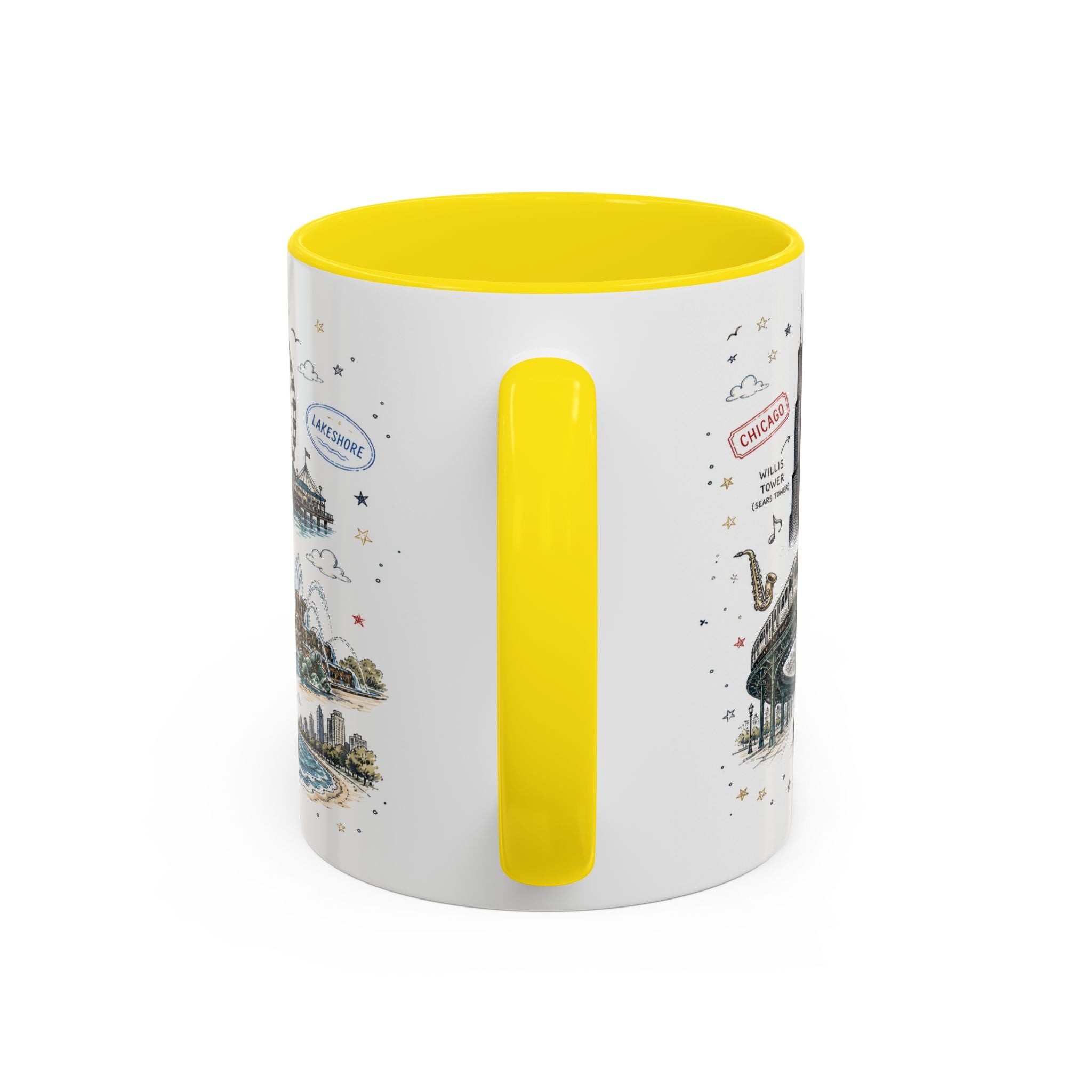 Chicago Coffee Mug | Illinois Souvenir City Gift | Accent Color Ceramic 11oz 15oz