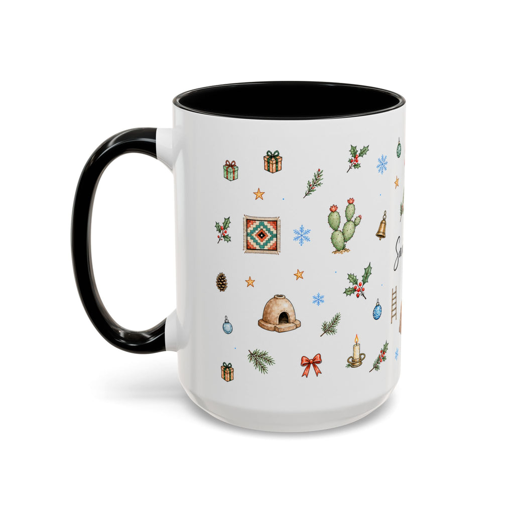 Santa Fe Christmas Mug | Watercolor City Souvenir | Ceramic Coffee Cup (11oz 15oz)