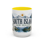New Zealand South Island Coffee Mug | Travel Destination Souvenir Gift | Accent Color Ceramic 11oz 15oz