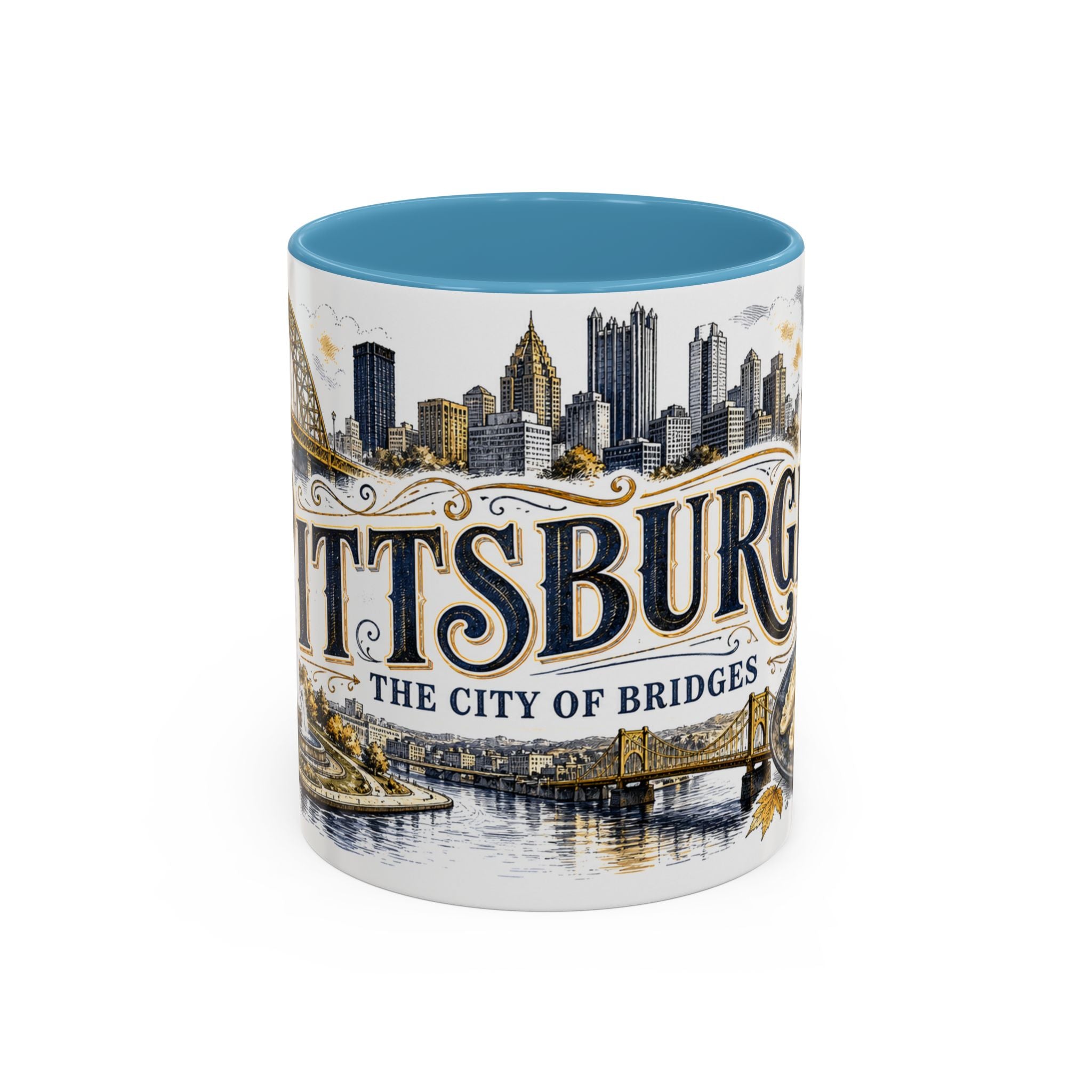 Pittsburgh Coffee Mug | United States Travel Souvenir | Vintage Illustrated City Gift | 11 oz 15 oz Accent Mug