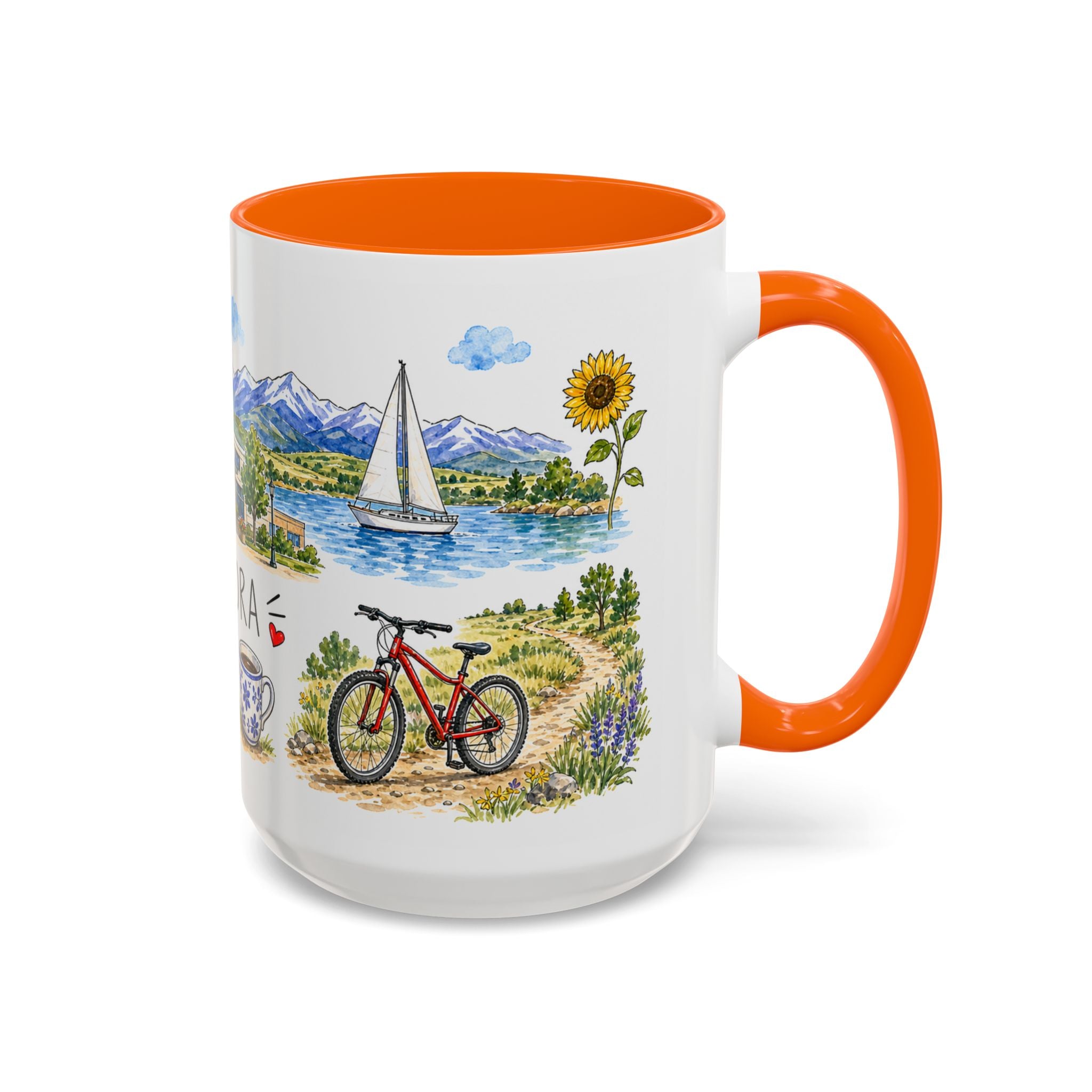 Aurora Illustrated Travel Mug | City Souvenir Accent Coffee Mug | 11oz 15oz Ceramic Cup