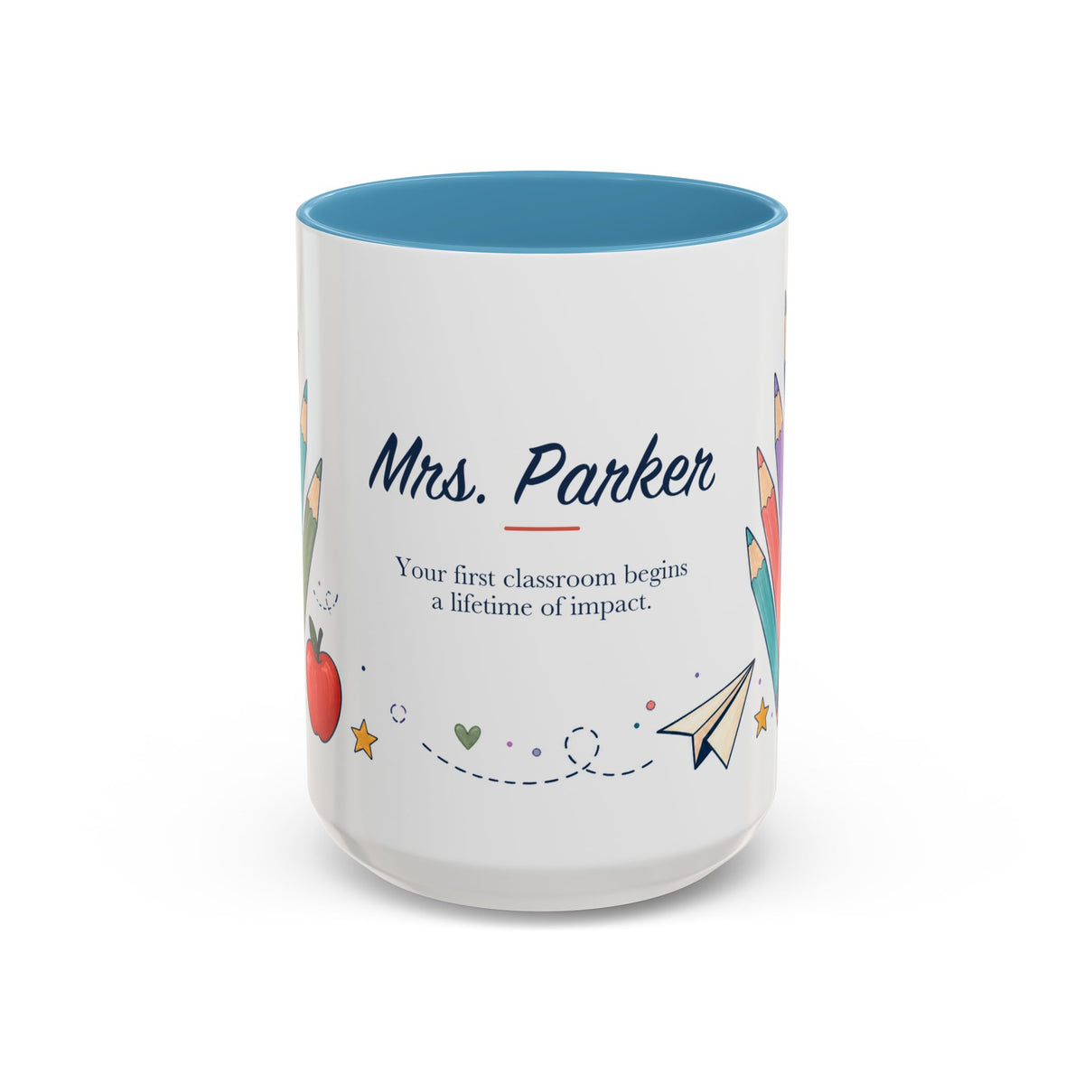 Personalized First Year Teacher Mug | Custom Name Pencil Coffee Cup