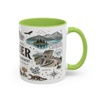 Glacier Coffee Mug | National Park Hiking Montana Gift | Accent Color Ceramic 11oz 15oz
