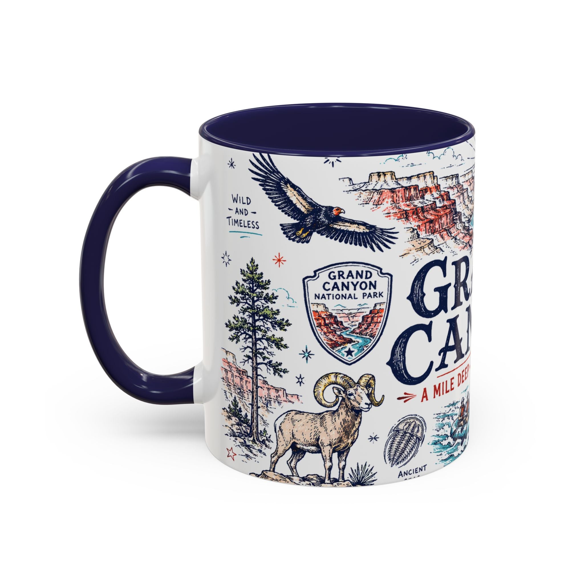 Grand Canyon National Park Coffee Mug | Hiking Camping Nature Gift | Accent Color Ceramic 11oz 15oz