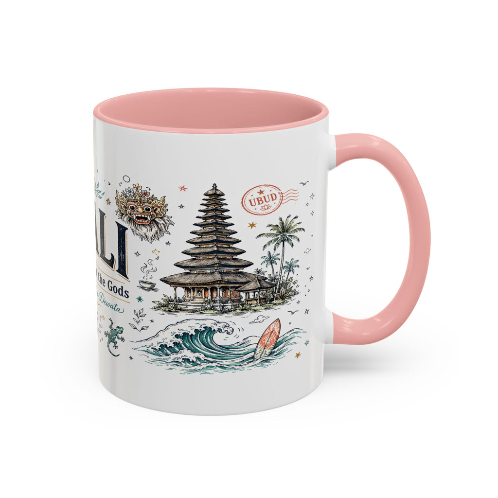 Bali Coffee Mug | Indonesia Souvenir Travel Gift | Accent Color Ceramic 11oz 15oz