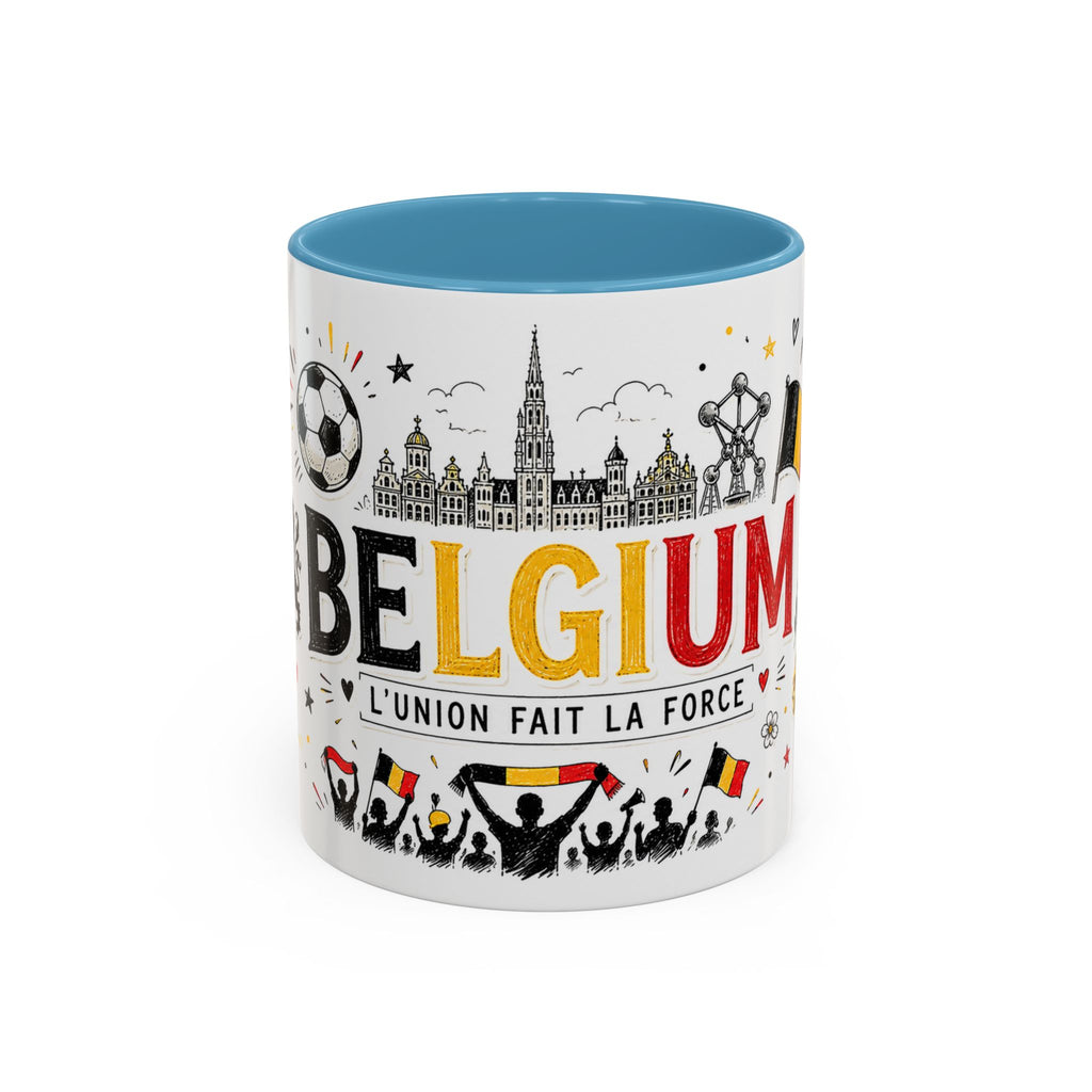 Belgium Soccer Coffee Mug | Soccer Fan Gift | Accent Color Ceramic 11oz 15oz Match Day Cup