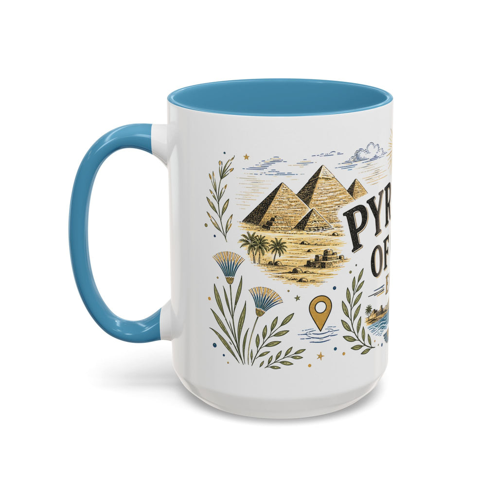 Pyramids of Giza Coffee Mug | Travel Destination Souvenir Gift | Accent Color Ceramic 11oz 15oz