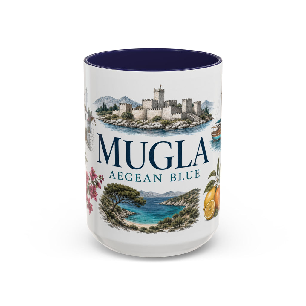 Mugla Coffee Mug | Turkey Travel Souvenir | Vintage Illustrated City Gift | 11 oz 15 oz Accent Mug