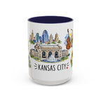 Kansas City Illustrated Travel Mug | City Souvenir Accent Coffee Mug | 11oz 15oz Ceramic Cup
