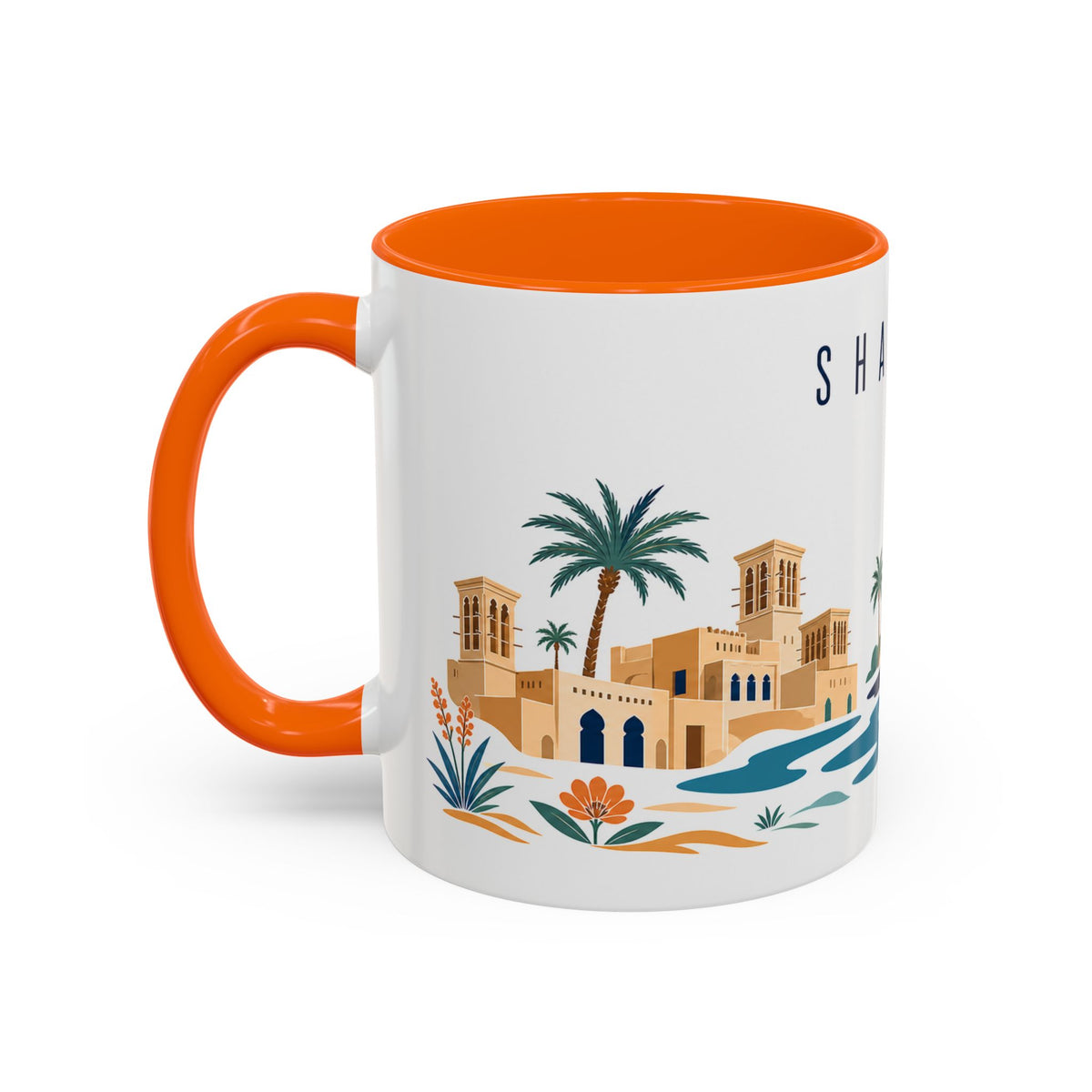 Sharjah Coffee Mug | United Arab Emirates Travel Souvenir | Porcelain Decal City Gift | 11oz 15oz Accent Mug