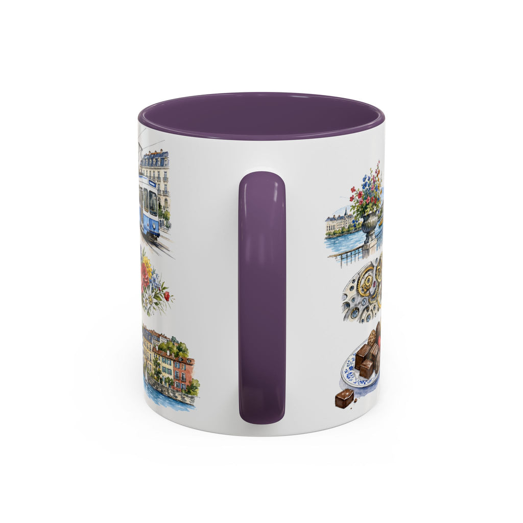 Geneva Illustrated Travel Mug | City Souvenir Accent Coffee Mug | 11oz 15oz Ceramic Cup