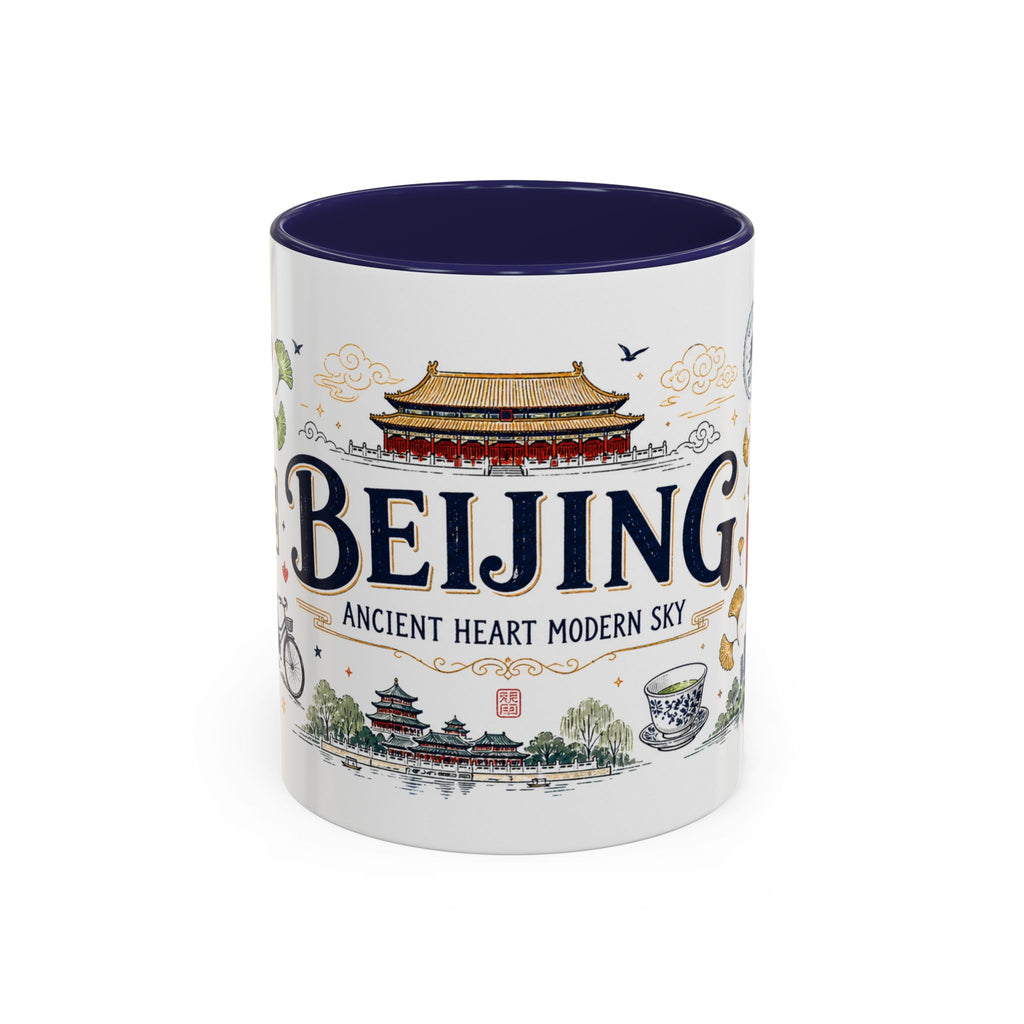 Beijing Coffee Mug | China Souvenir Travel Gift | Accent Color Ceramic 11oz 15oz