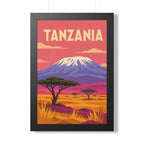 Tanzania Kilimanjaro Tanzania Framed Poster | Vintage Travel Wall Art | Black Walnut White Frame | 16x24 20x30
