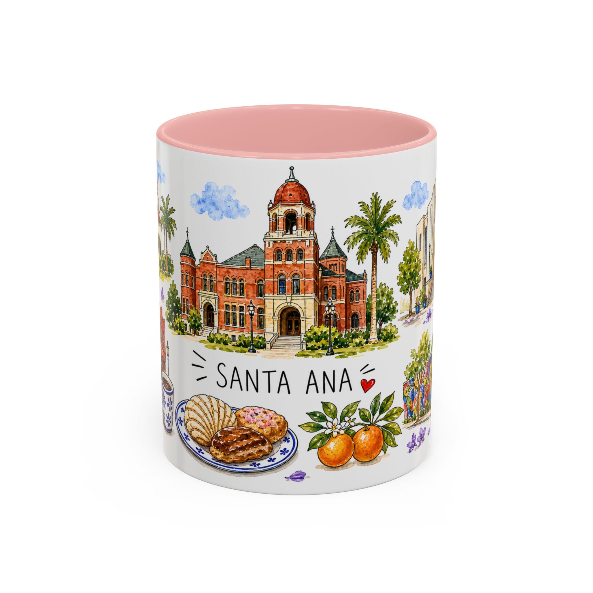 Santa Ana Illustrated Travel Mug | City Souvenir Accent Coffee Mug | 11oz 15oz Ceramic Cup