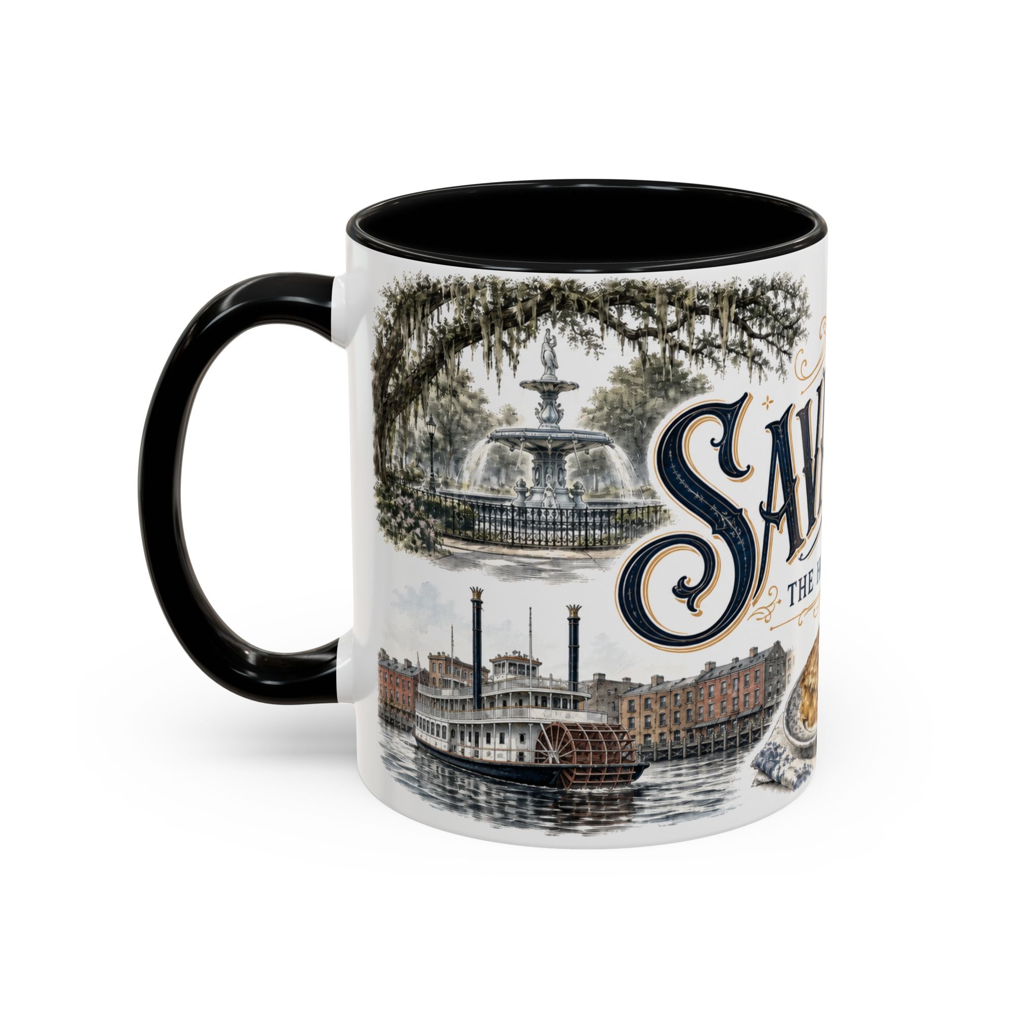 Savannah Coffee Mug | United States Travel Souvenir | Vintage Illustrated City Gift | 11 oz 15 oz Accent Mug