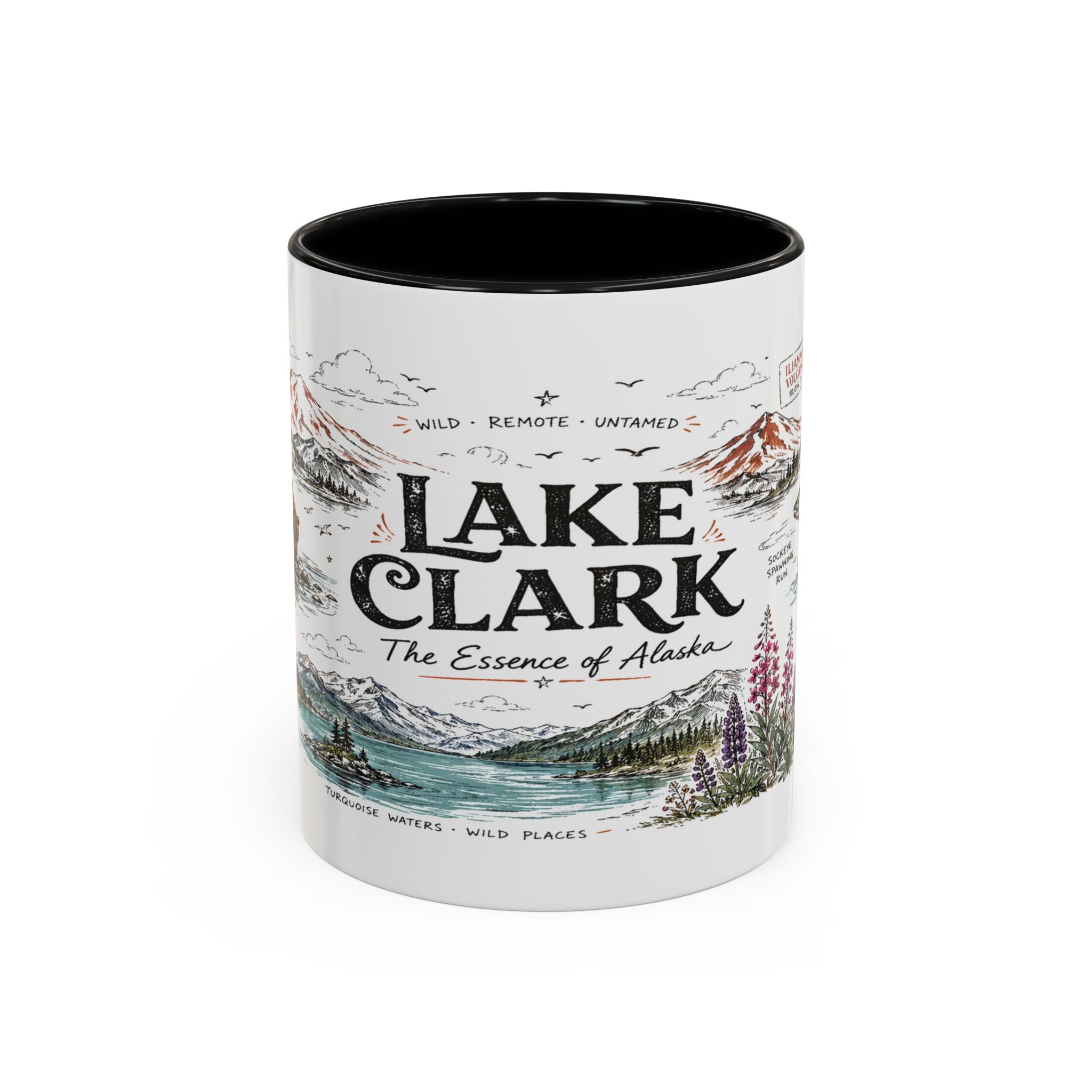 Lake Clark National Park Coffee Mug | Alaska Fly-in Wilderness Adventure Gift | Accent Color Ceramic 11oz 15oz