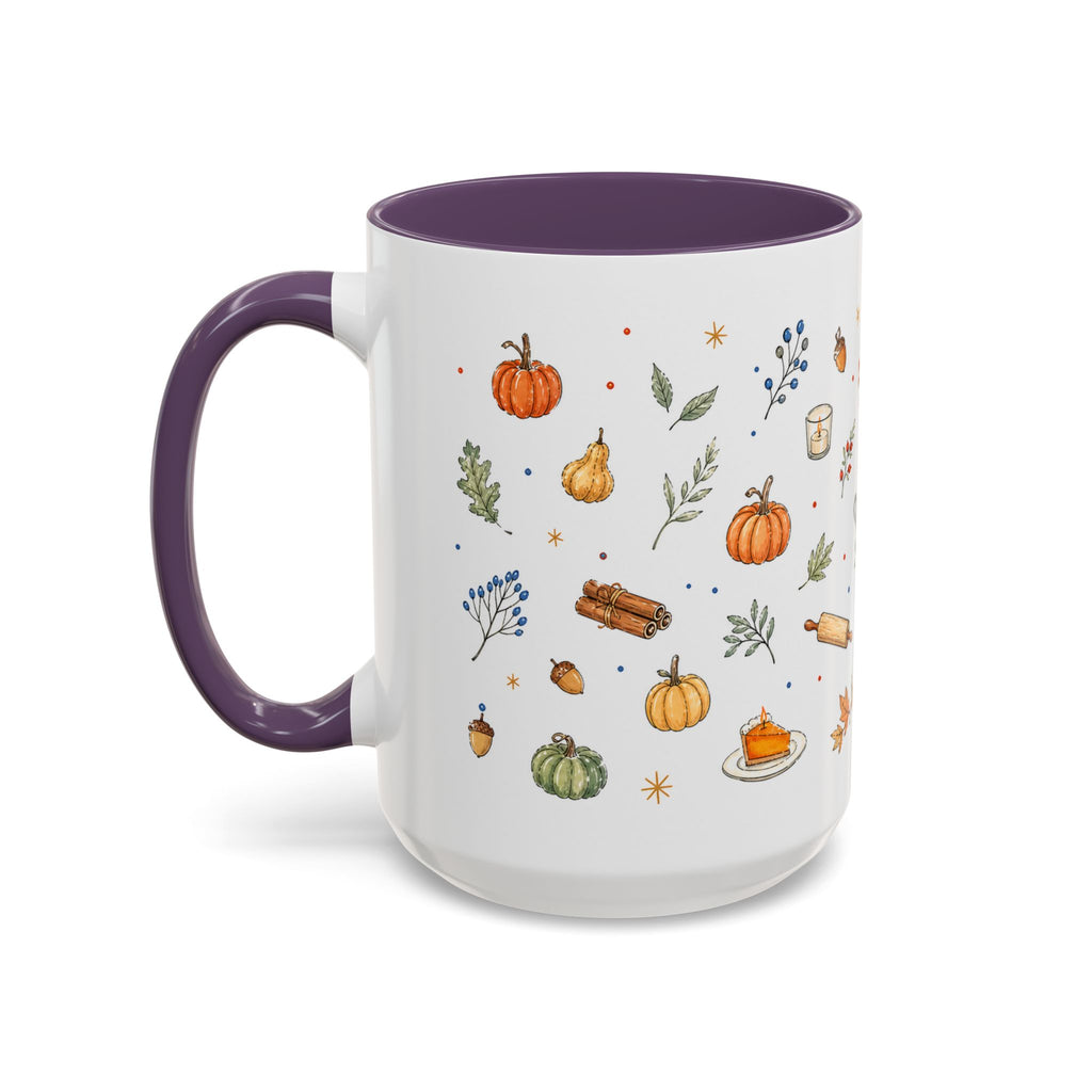 Thanksgiving Baking Mug | Watercolor Autumn Gift | Pumpkin Pie Accent Coffee Cup 11oz 15oz