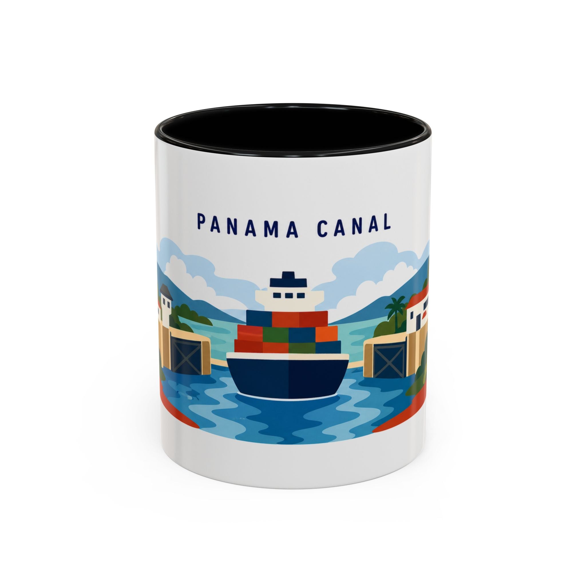 Panama Canal Coffee Mug | Travel Destination Souvenir Gift | Accent Color Ceramic 11oz 15oz