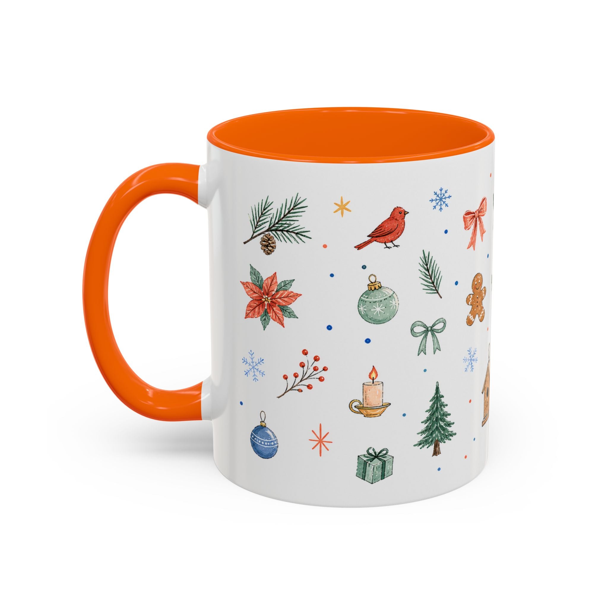 Woodland Christmas Mug | Deer Bird Watercolor Holiday Gift | Accent Cup 11oz 15oz