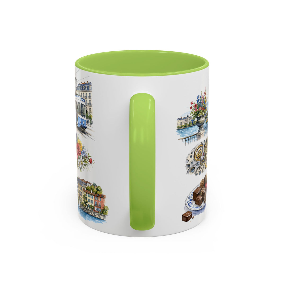 Geneva Illustrated Travel Mug | City Souvenir Accent Coffee Mug | 11oz 15oz Ceramic Cup