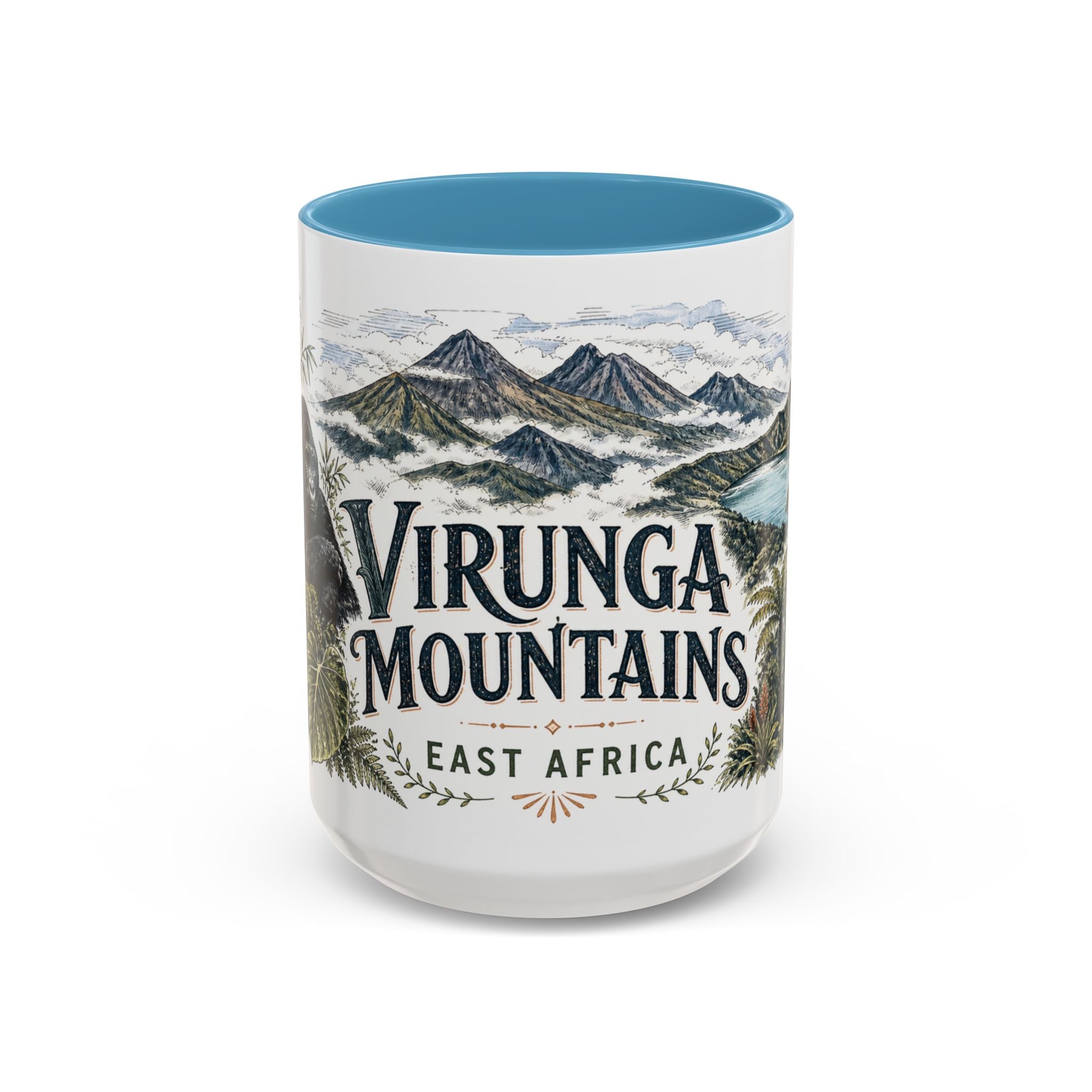 Virunga Mountains Mug, East Africa Travel Souvenir, Bucket List Gift, Accent Ceramic Coffee Mug 11oz 15oz