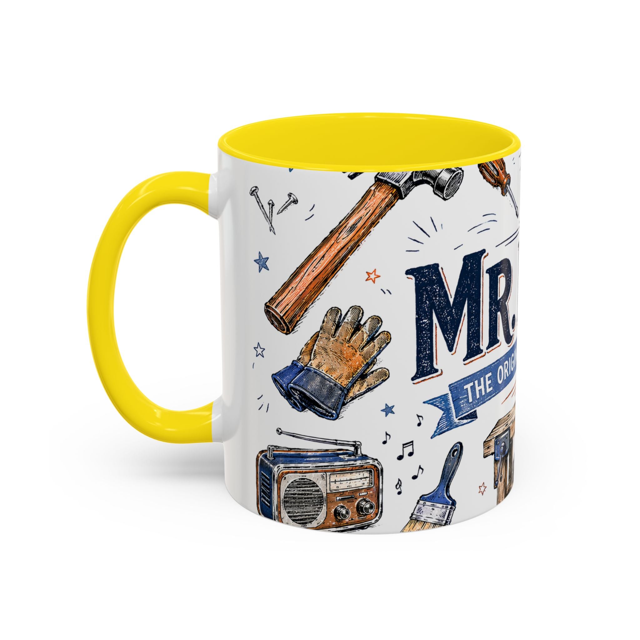 Mr Fix It Coffee Mug | Father's Day Gift for Dad | Accent Color Ceramic 11oz 15oz