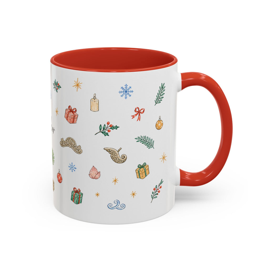 Angkor Christmas Mug | Watercolor Travel Souvenir | Holiday Gift | Accent Ceramic Coffee Cup 11oz 15oz