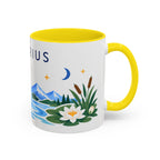 Aquarius Zodiac Coffee Mug | Water Bearer Design | Astrology Birthday Gift | 11 oz 15 oz Ceramic Accent Mug