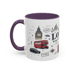 London Coffee Mug | England Souvenir Travel Gift | Accent Color Ceramic 11oz 15oz