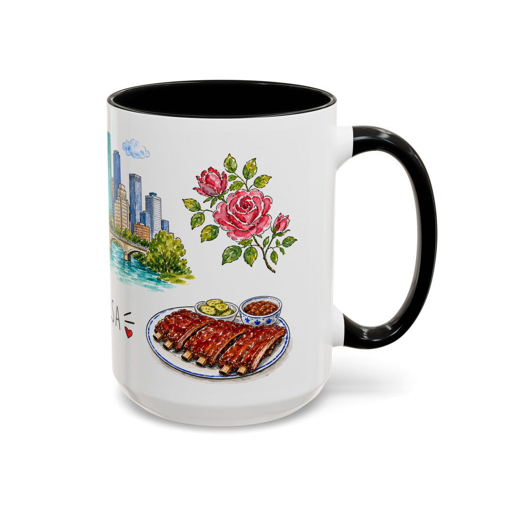 Tulsa Illustrated Travel Mug | City Souvenir Accent Coffee Mug | 11oz 15oz Ceramic Cup