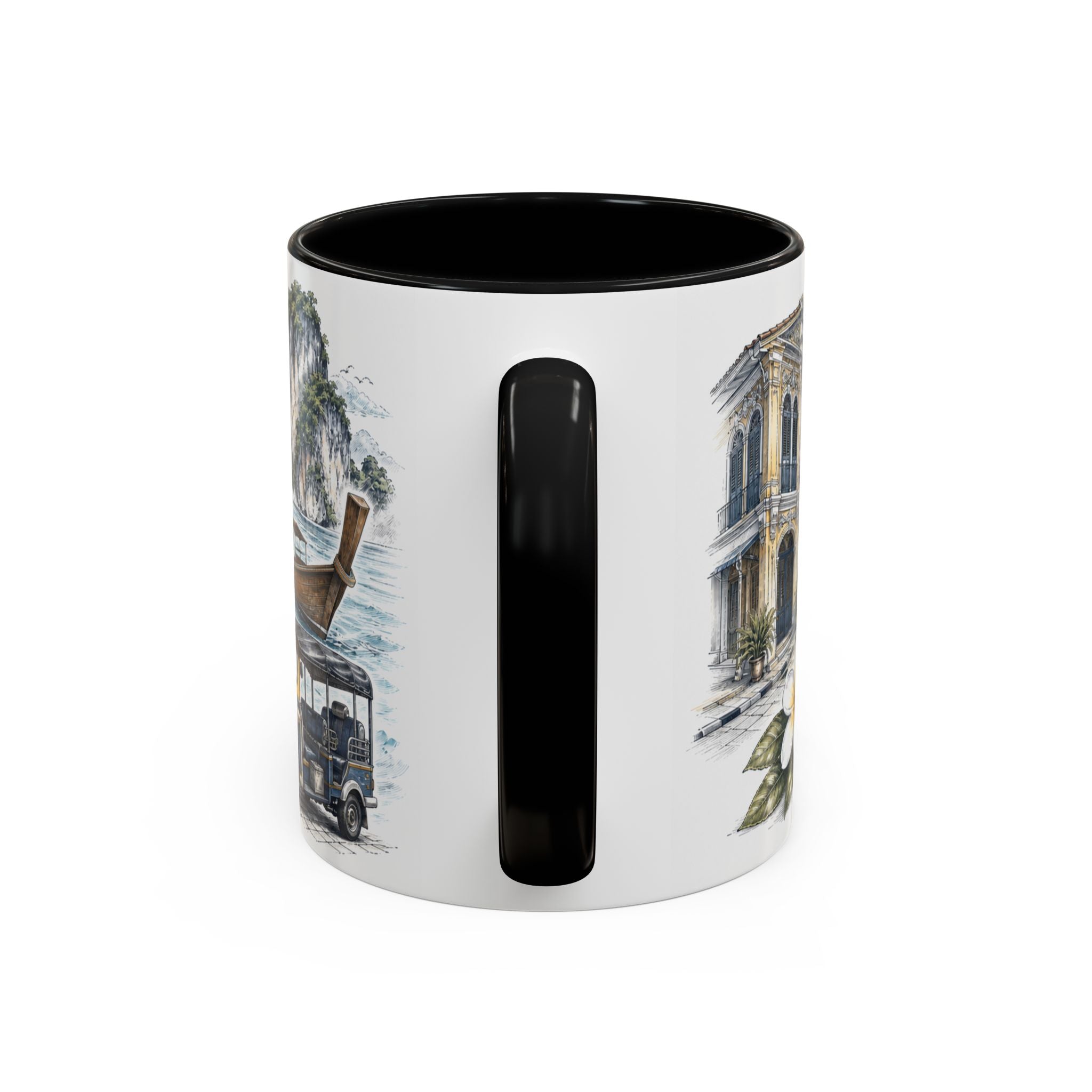 Phuket Coffee Mug | Thailand Travel Souvenir | Vintage Illustrated City Gift | 11 oz 15 oz Accent Mug