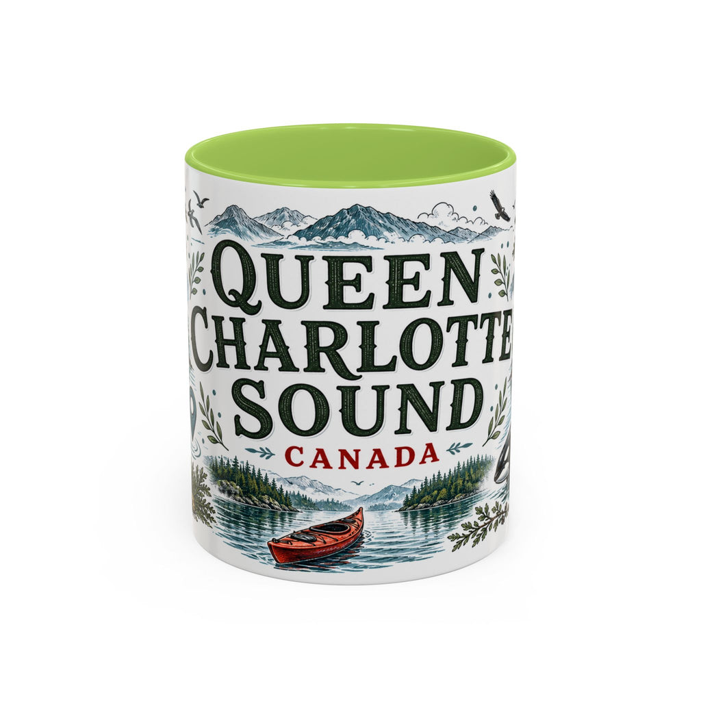 Queen Charlotte Sound Coffee Mug | Travel Destination Souvenir Gift | Accent Color Ceramic 11oz 15oz