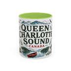 Queen Charlotte Sound Coffee Mug | Travel Destination Souvenir Gift | Accent Color Ceramic 11oz 15oz
