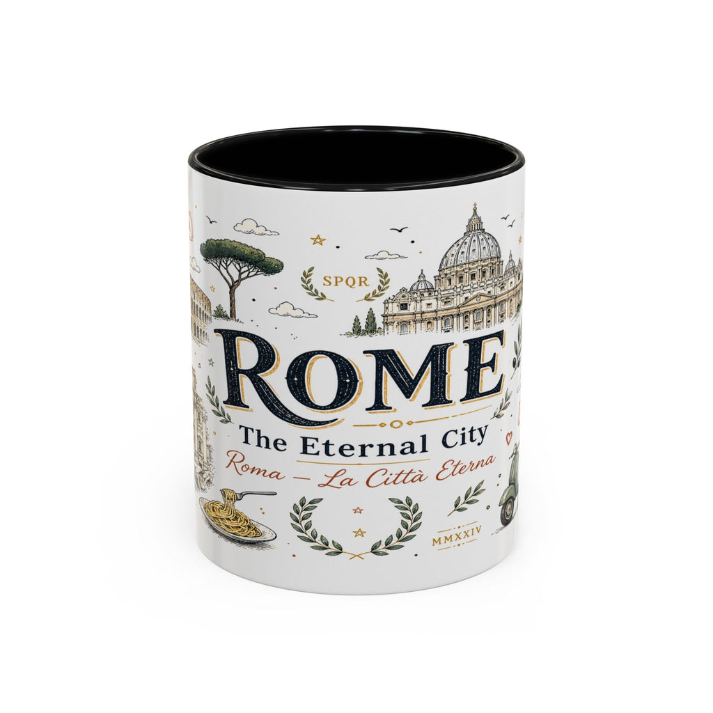 Rome Coffee Mug | Italy Souvenir Travel Gift | Accent Color Ceramic 11oz 15oz