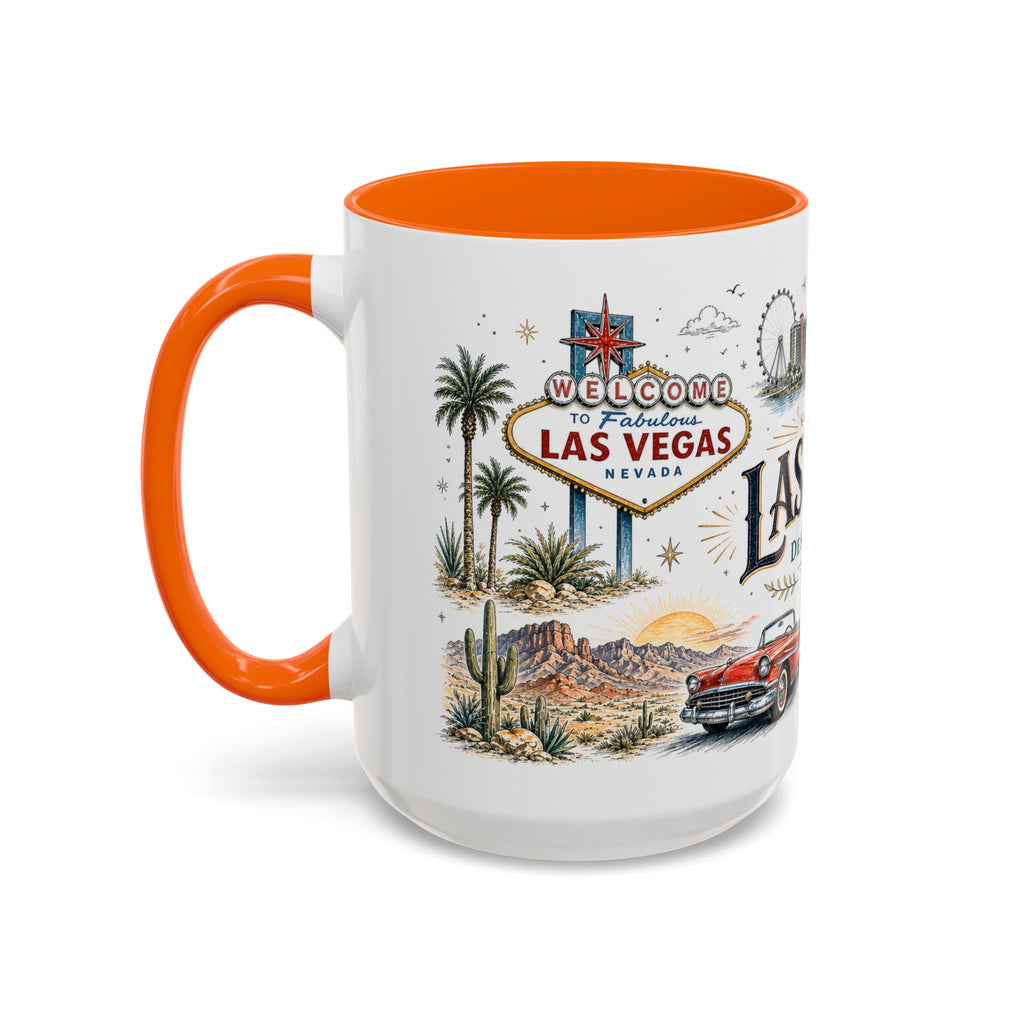 Las Vegas Coffee Mug | United States Travel Souvenir | Vintage Illustrated City Gift | 11 oz 15 oz Accent Mug