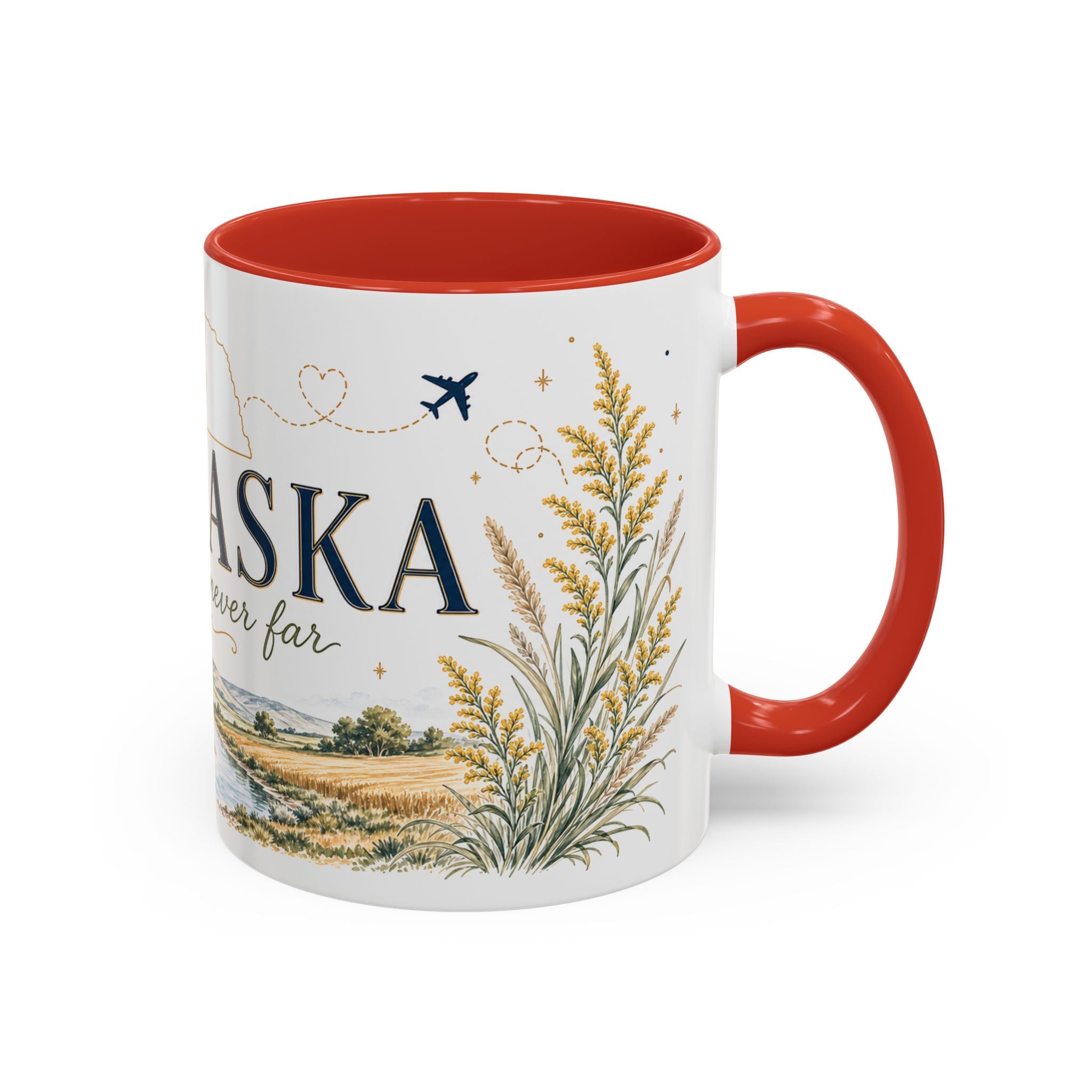Nebraska State Mug | Moving Away, Long Distance Friendship Gift | Botanical Landscape Accent Mug