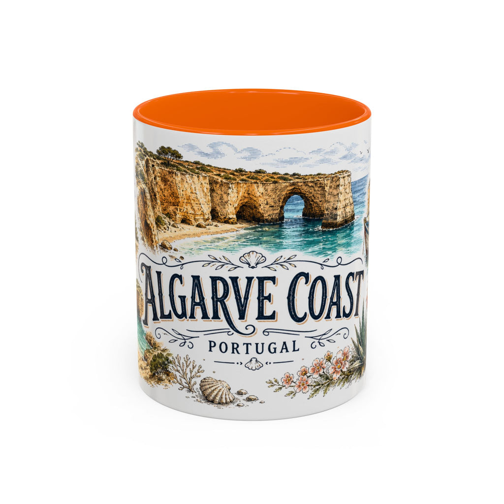 Algarve Coast Mug, Portugal Travel Souvenir, Bucket List Gift, Accent Ceramic Coffee Mug 11oz 15oz