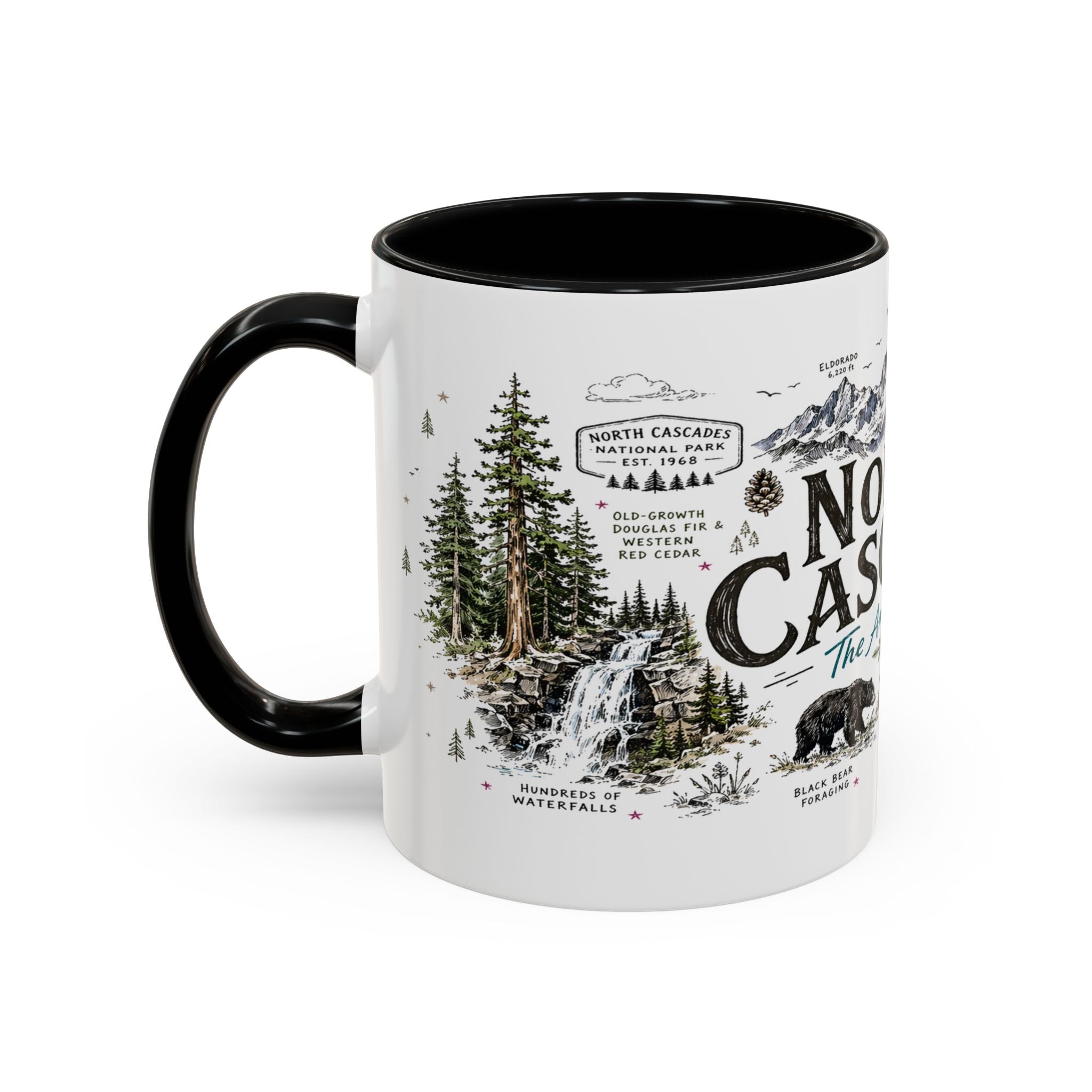 North Cascades National Park Coffee Mug | Washington Alpine Glacier Hiking Gift | Accent Color Ceramic 11oz 15oz