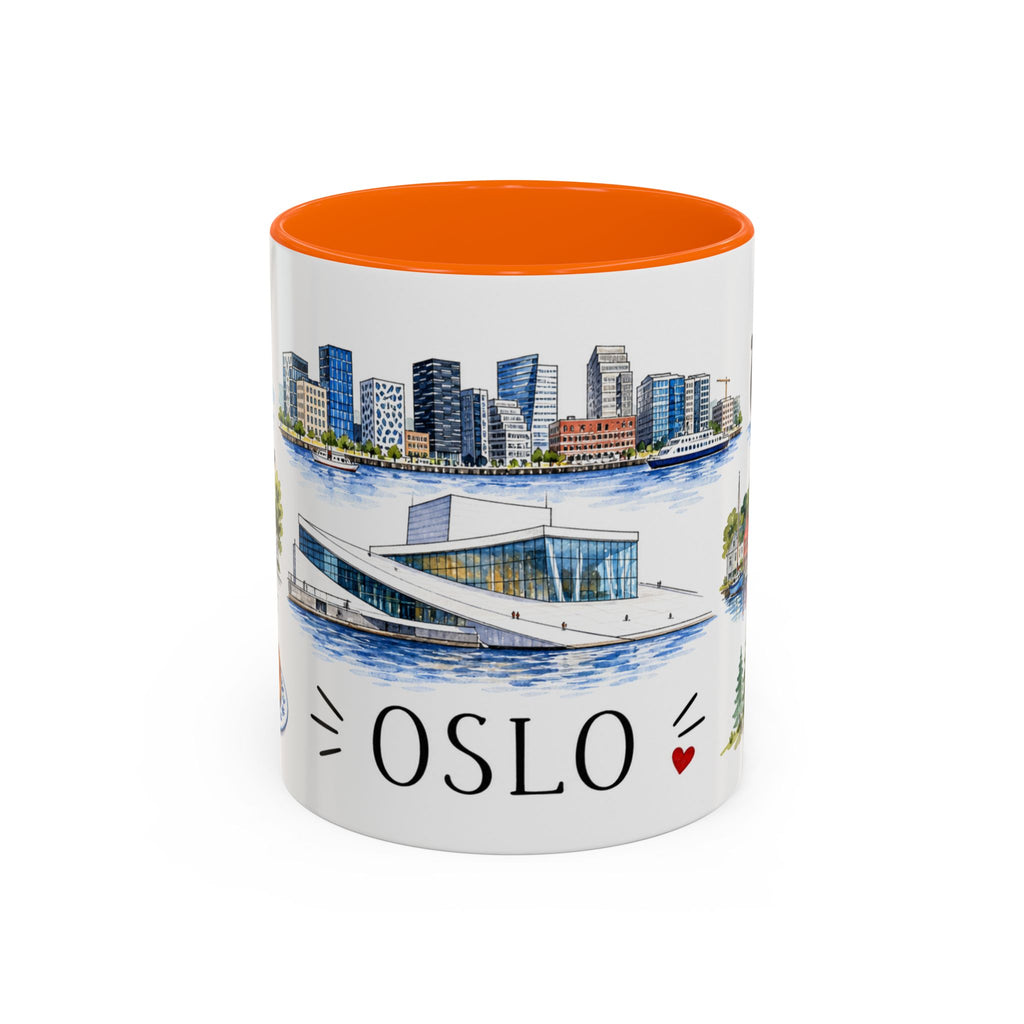 Oslo Illustrated Travel Mug | City Souvenir Accent Coffee Mug | 11oz 15oz Ceramic Cup