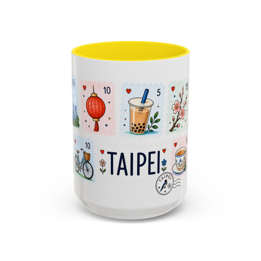 Taipei Coffee Mug | Postage Stamp Collage Mug | Travel Souvenir Accent Cup 11oz 15oz