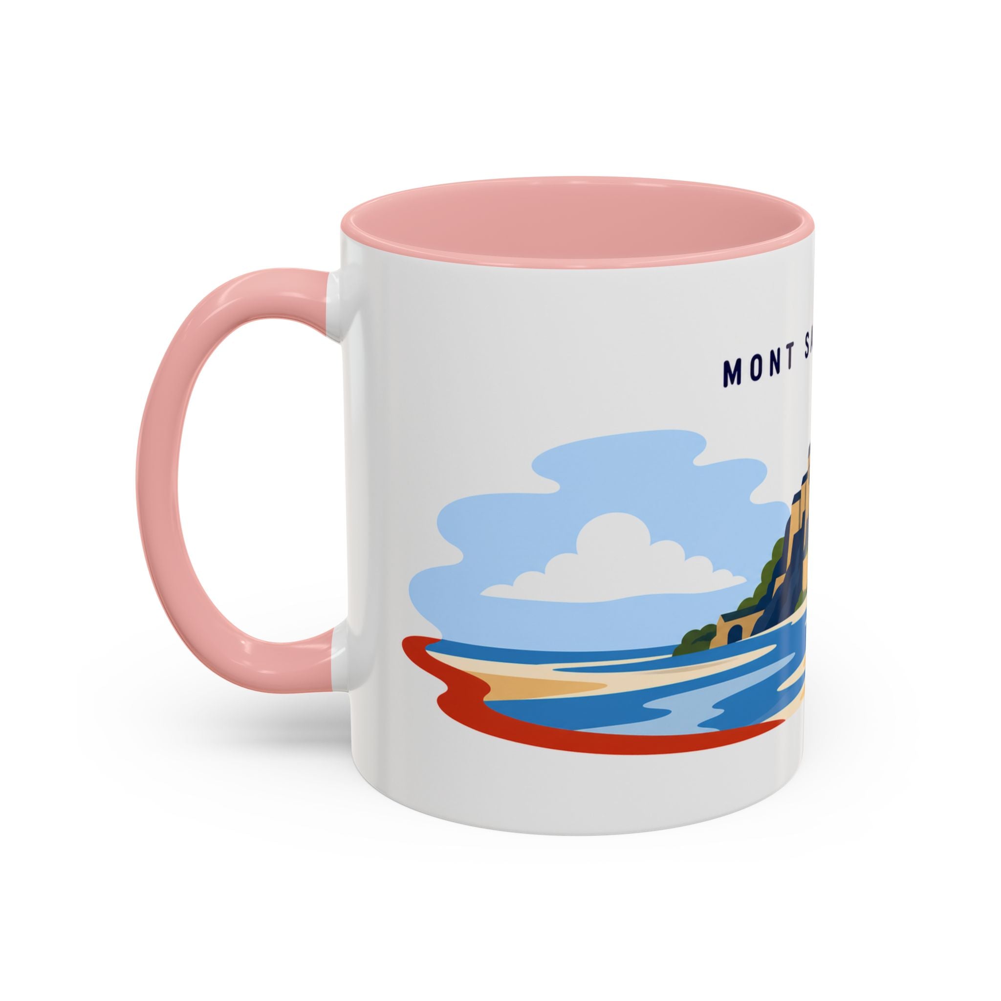 Mont Saint Michel Coffee Mug | Travel Destination Souvenir Gift | Accent Color Ceramic 11oz 15oz