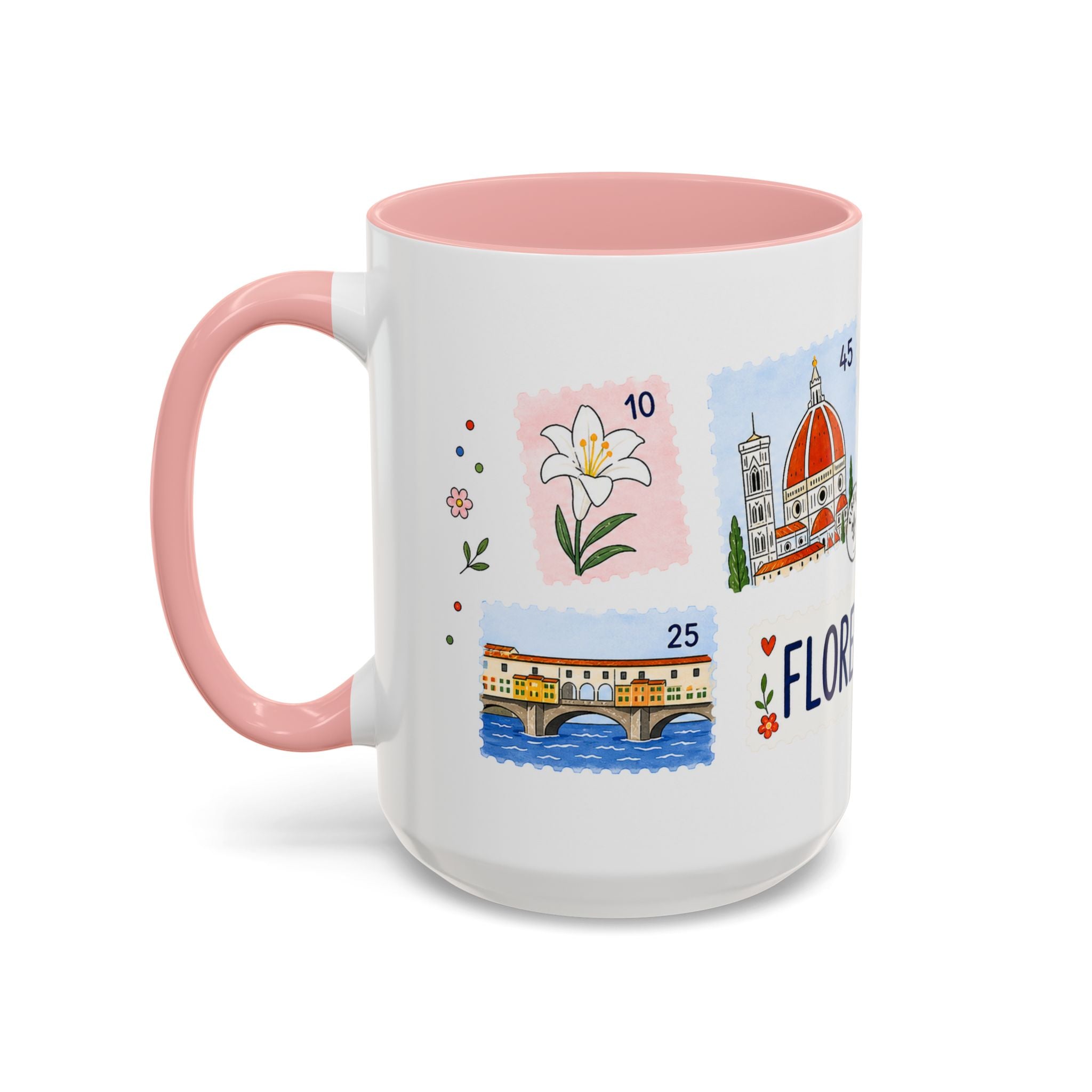 Florence Coffee Mug | Postage Stamp Collage Mug | Travel Souvenir Accent Cup 11oz 15oz