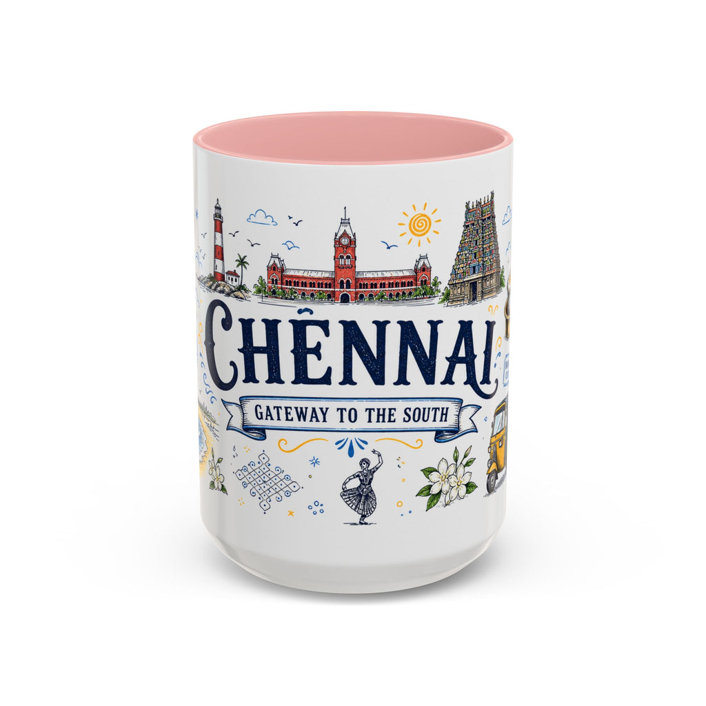 Chennai Coffee Mug | India Souvenir Travel Gift | Accent Color Ceramic 11oz 15oz